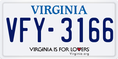 VA license plate VFY3166