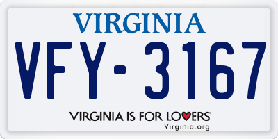 VA license plate VFY3167