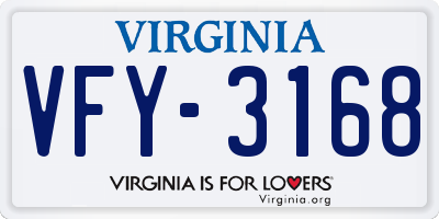 VA license plate VFY3168