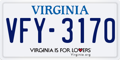 VA license plate VFY3170