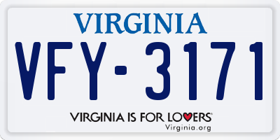 VA license plate VFY3171