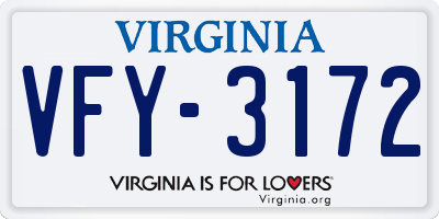 VA license plate VFY3172