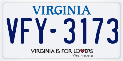 VA license plate VFY3173
