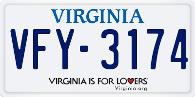 VA license plate VFY3174