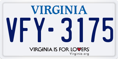 VA license plate VFY3175