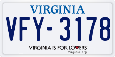 VA license plate VFY3178