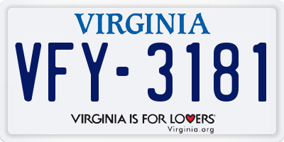 VA license plate VFY3181
