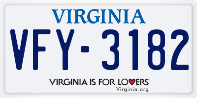 VA license plate VFY3182