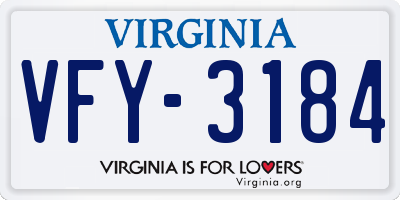 VA license plate VFY3184