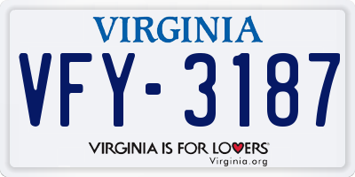 VA license plate VFY3187