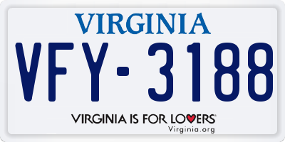 VA license plate VFY3188