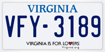 VA license plate VFY3189