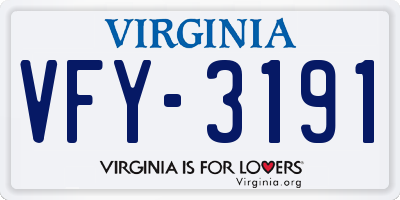VA license plate VFY3191