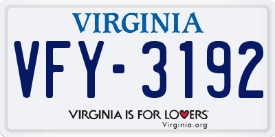 VA license plate VFY3192