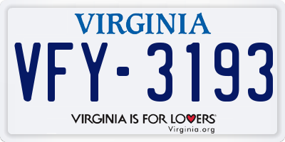 VA license plate VFY3193