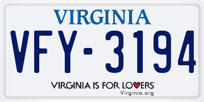 VA license plate VFY3194