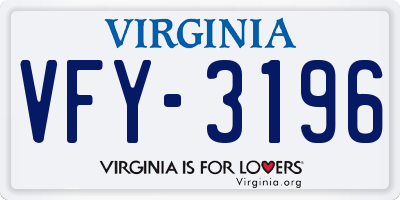 VA license plate VFY3196