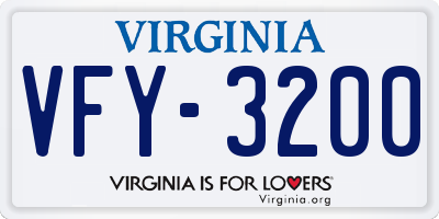 VA license plate VFY3200