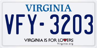 VA license plate VFY3203