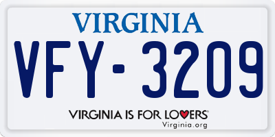 VA license plate VFY3209