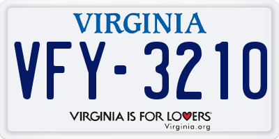 VA license plate VFY3210