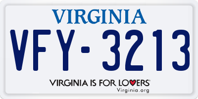 VA license plate VFY3213
