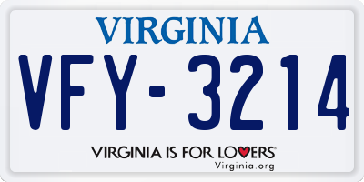 VA license plate VFY3214