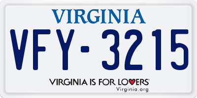 VA license plate VFY3215