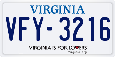 VA license plate VFY3216