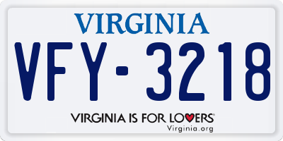 VA license plate VFY3218