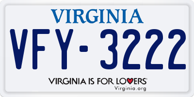 VA license plate VFY3222