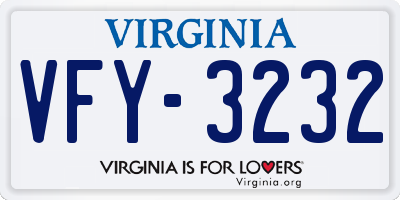 VA license plate VFY3232