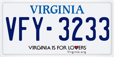 VA license plate VFY3233