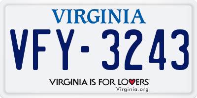 VA license plate VFY3243