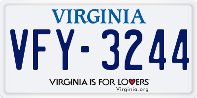 VA license plate VFY3244