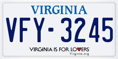 VA license plate VFY3245