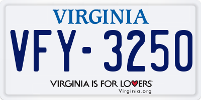VA license plate VFY3250