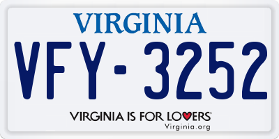 VA license plate VFY3252