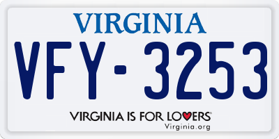 VA license plate VFY3253