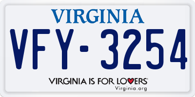 VA license plate VFY3254
