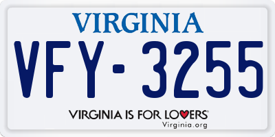 VA license plate VFY3255