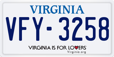 VA license plate VFY3258