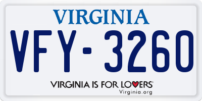 VA license plate VFY3260