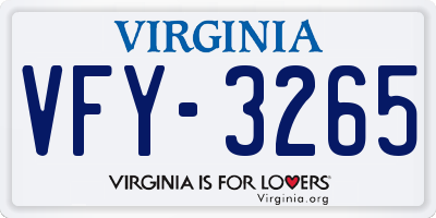 VA license plate VFY3265