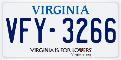 VA license plate VFY3266