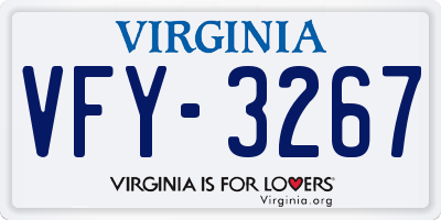 VA license plate VFY3267