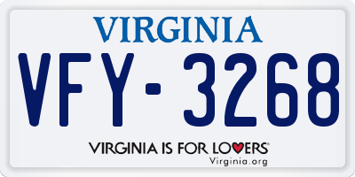 VA license plate VFY3268