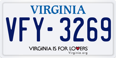 VA license plate VFY3269