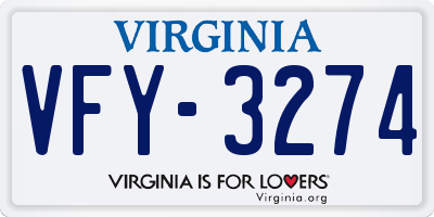VA license plate VFY3274