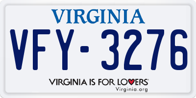 VA license plate VFY3276